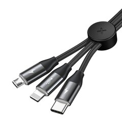 USB кабель Baseus 3W1 USB - Micro USB / Lightning / USB Type, C 3,5 A, 1 м, черный цена и информация | Кабели для телефонов | kaup24.ee