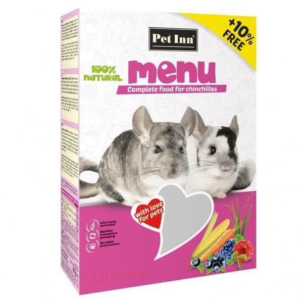 Toit tšintšiljadele Pet Inn Menu 500g + 50g цена и информация | Toit väikeloomadele | kaup24.ee