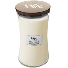WoodWick ароматическая свеча White Tea & Jasmine, 609,5 г цена и информация | Подсвечники, свечи | kaup24.ee