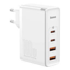 Baseus Сетевое зарядное устройство 2 x USB / 2 x USB-C / 100W / 5A, белое цена и информация | Зарядные устройства для телефонов | kaup24.ee