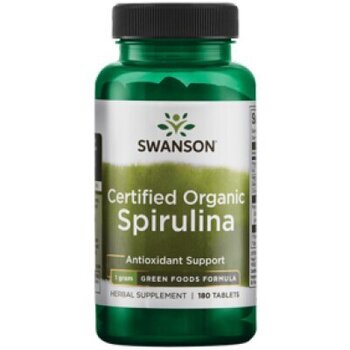 Органическая спирулина, Certified Organic Spirulina, Swanson, 500 мг, 180 таблеток цена и информация | Витамины, пищевые добавки, препараты для хорошего самочувствия | kaup24.ee