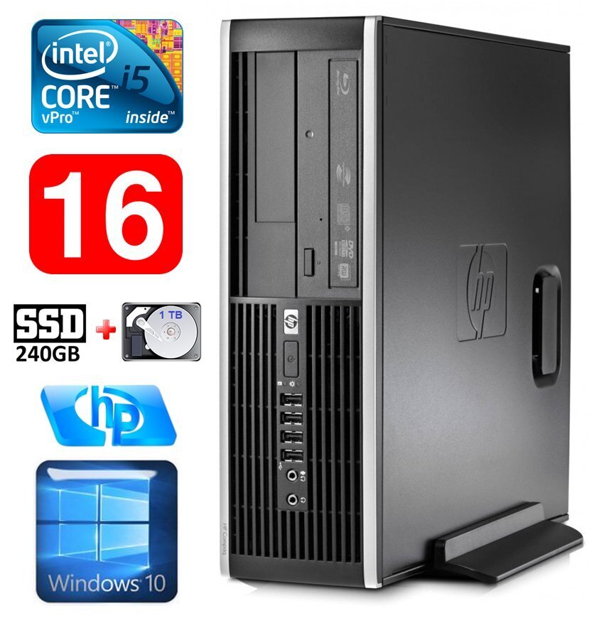 HP 8100 Elite SFF i5-650 16GB 240SSD+1TB DVD WIN10 hind ja info | Lauaarvutid | kaup24.ee