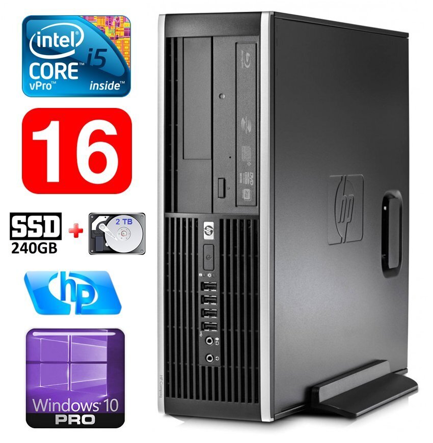 HP 8100 Elite SFF i5-650 16GB 240SSD+2TB DVD WIN10Pro цена и информация | Lauaarvutid | kaup24.ee