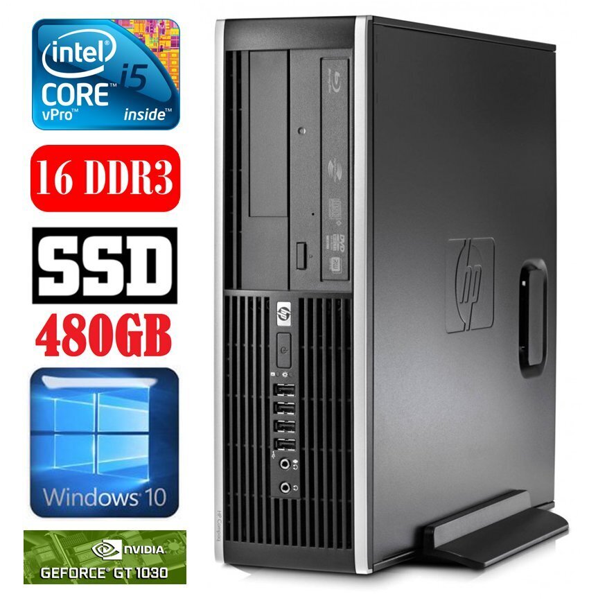 HP 8100 Elite SFF i5-650 16GB 480SSD GT1030 2GB DVD WIN10 hind ja info | Lauaarvutid | kaup24.ee