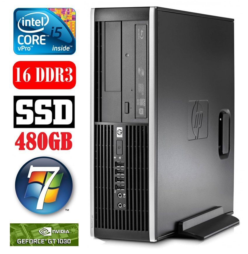HP 8100 Elite SFF i5-650 16GB 480SSD GT1030 2GB DVD WIN7Pro hind ja info | Lauaarvutid | kaup24.ee