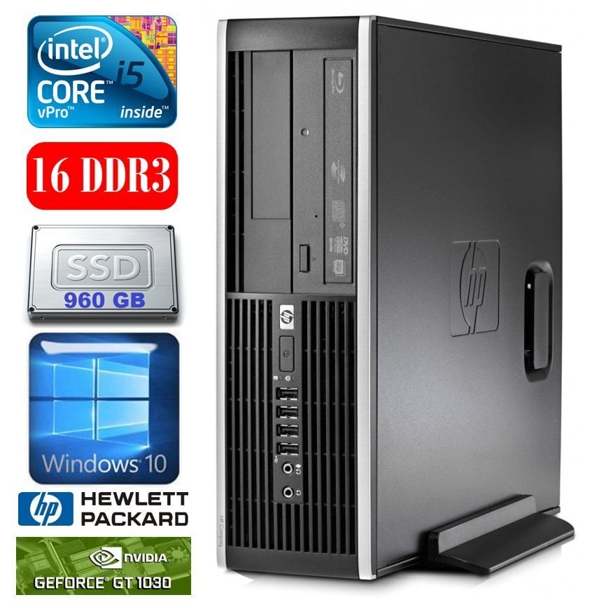 HP 8100 Elite SFF i5-650 16GB 960SSD GT1030 2GB DVD WIN10 цена и информация | Lauaarvutid | kaup24.ee