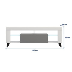 ТВ столик Selsey HugoB LED, белый/серый цена и информация | Тумбы под телевизор | kaup24.ee