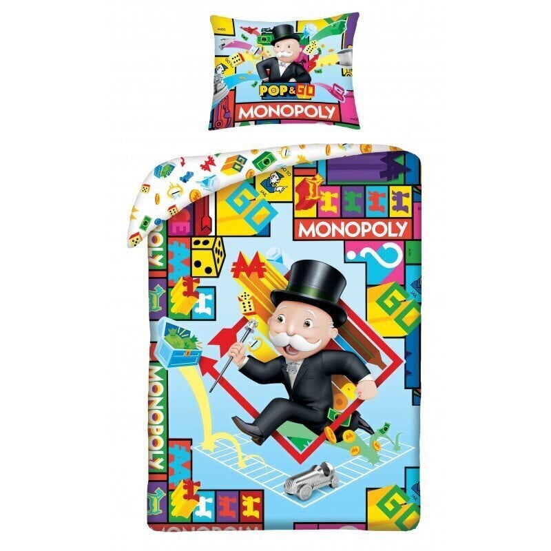 Laste voodipesukomplekt Monopoly 140x200, 2-osaline hind ja info | Beebide ja laste voodipesu | kaup24.ee