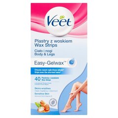 Восковые полоски для депиляции кожи ног и тела Veet Easy-Gelwax, 40 шт. цена и информация | Средства для депиляции | kaup24.ee