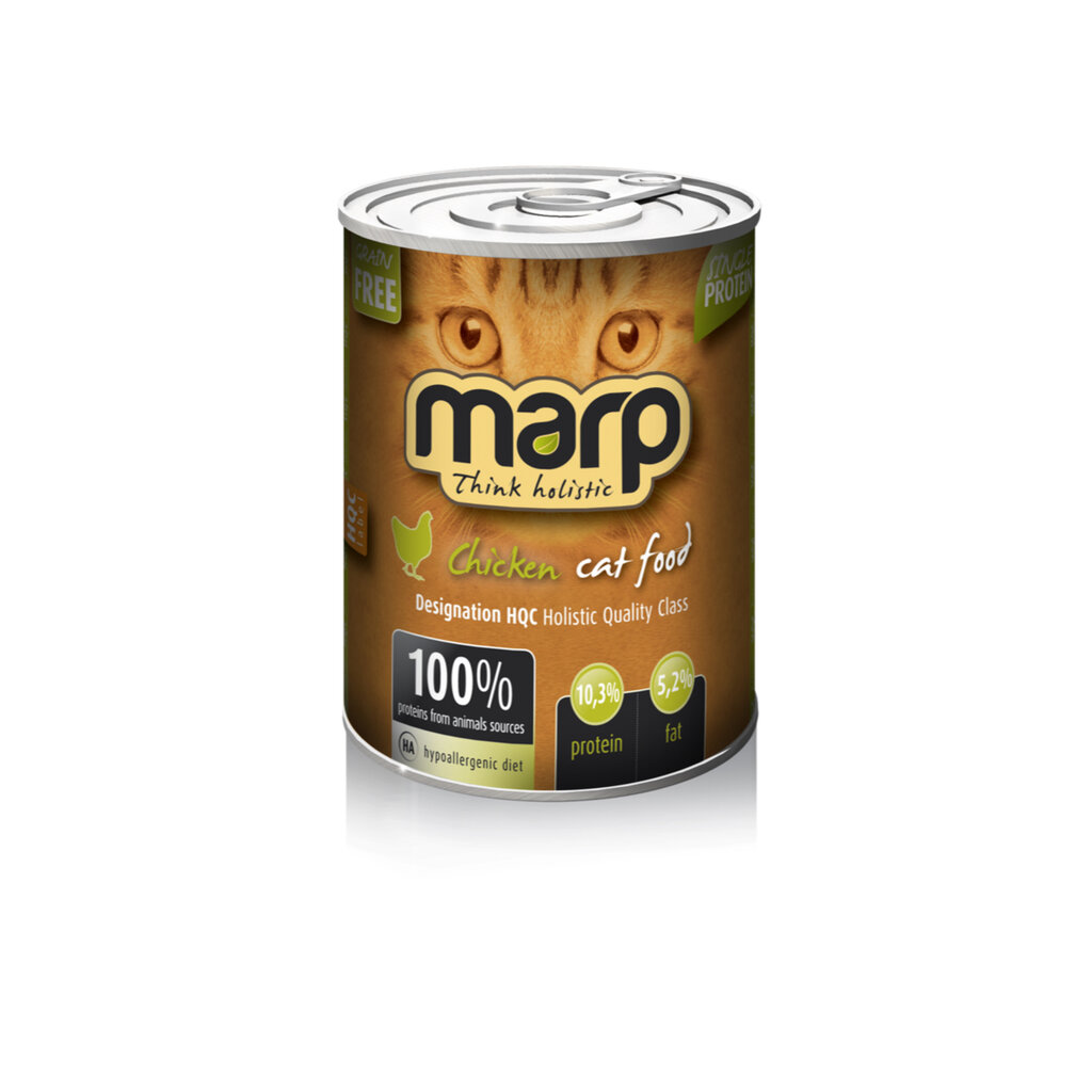 Marp Think Holistic Pure Kanalihaga Cat Food, 400 g hind ja info | Konservid kassidele | kaup24.ee