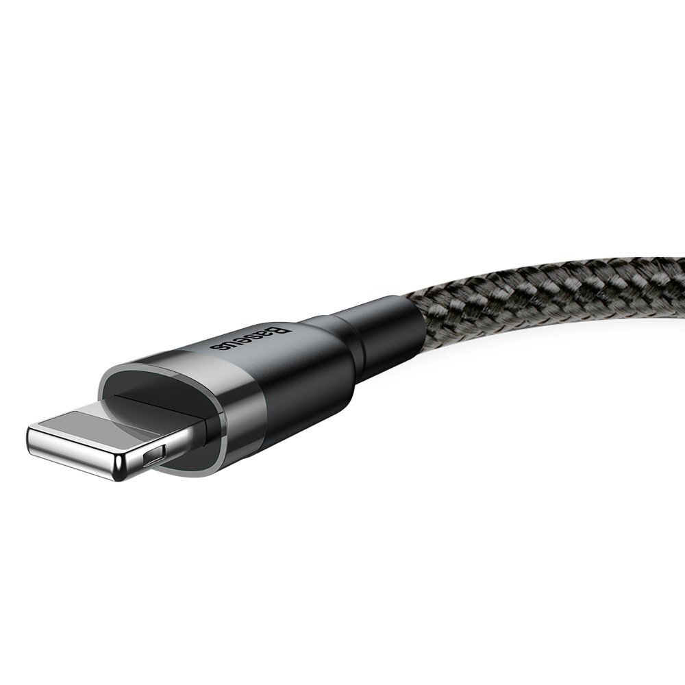 Baseus Cafule Cable Durable Nylon Braided Wire USB / Lightning QC3.0 2.4A 0,5M black-grey (CALKLF-AG1) цена и информация | Mobiiltelefonide kaablid | kaup24.ee