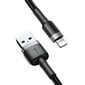 Baseus Cafule Cable Durable Nylon Braided Wire USB / Lightning QC3.0 2.4A 0,5M black-grey (CALKLF-AG1) hind ja info | Mobiiltelefonide kaablid | kaup24.ee