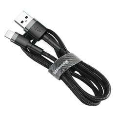 Кабель Baseus USB Durable Nylon Braided Wire USB / Lightning Qc3.0 2.4A, 0,5 м, черный/серый цена и информация | Кабели для телефонов | kaup24.ee