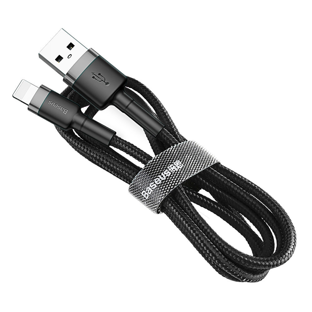 Baseus Cafule Cable Durable Nylon Braided Wire USB / Lightning QC3.0 2.4A 0,5M black-grey (CALKLF-AG1) цена и информация | Mobiiltelefonide kaablid | kaup24.ee