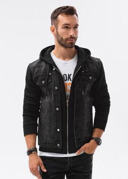 Мужская джинсовая куртка/свитер Ombre C322 черный цена и информация | Мужские куртки | kaup24.ee