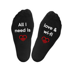 Naiste sokid kirjaga "Love &Wifi" hind ja info | Lõbusad sokid | kaup24.ee
