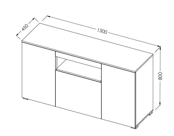 Kummut Cama Meble Viva 150, valge/tamme värv цена и информация | Kummutid | kaup24.ee