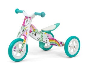 Беговел-трехколесный велосипед Milly Mally Look 2in1, Unicorn цена и информация | Детский трехколесный велосипед - коляска с удобной ручкой управления для родителей Riff F95941 2в1, фиолетовый | kaup24.ee