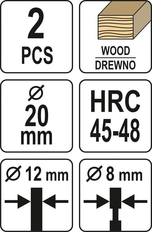Frees-korgipuur puidule HRC d- 20mm 2tk. Yato (YT-33831) цена и информация | Käsitööriistad | kaup24.ee
