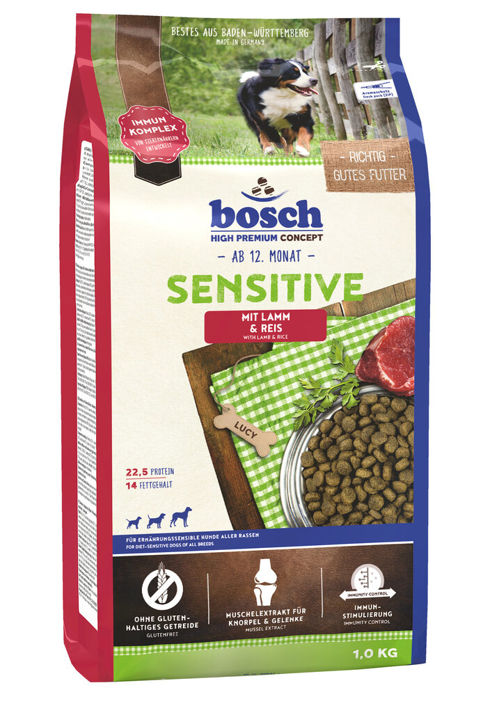 Bosch Sensitive Lamb & Rice (High Premium), 1kg hind ja info | Kuivtoit koertele | kaup24.ee