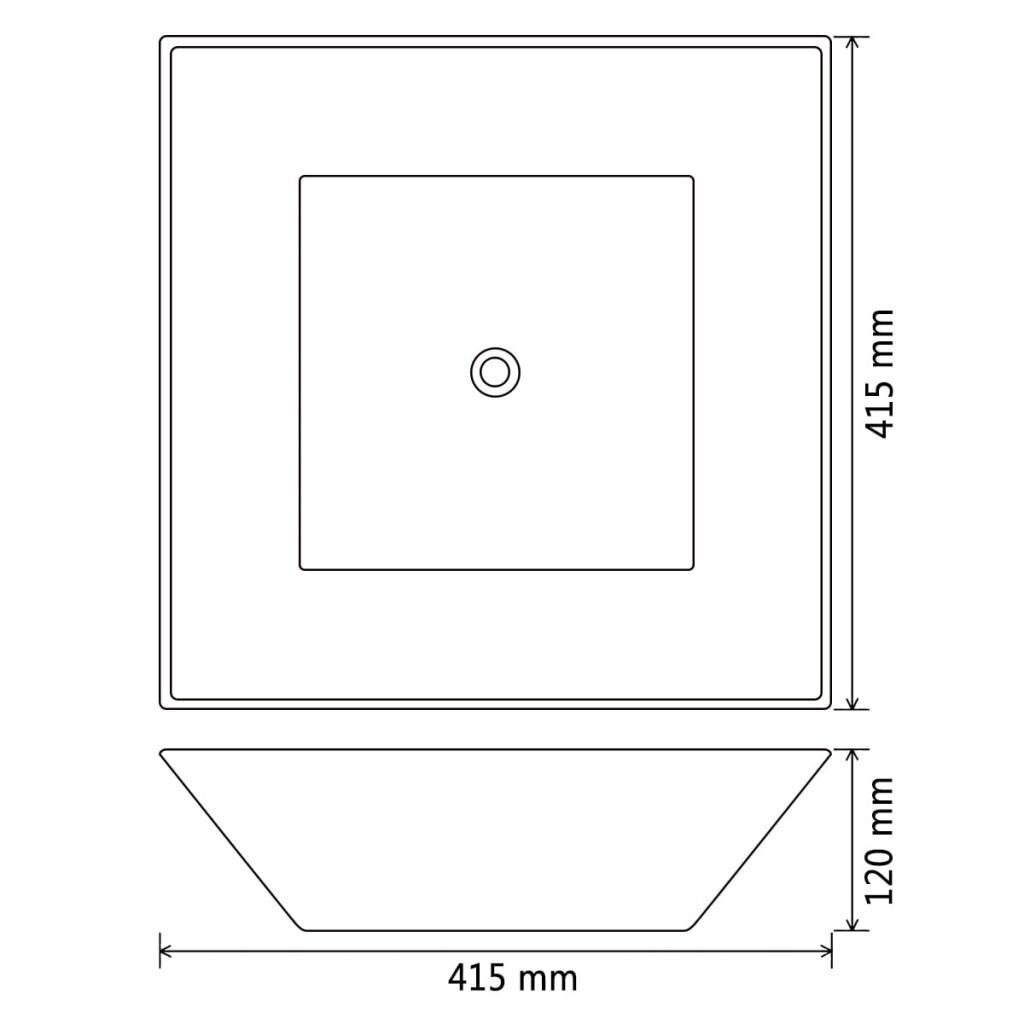 vidaXL valamu keraamiline, kandiline, must 41,5 x 41,5 x 12 cm hind ja info | Kraanikausid, valamud | kaup24.ee