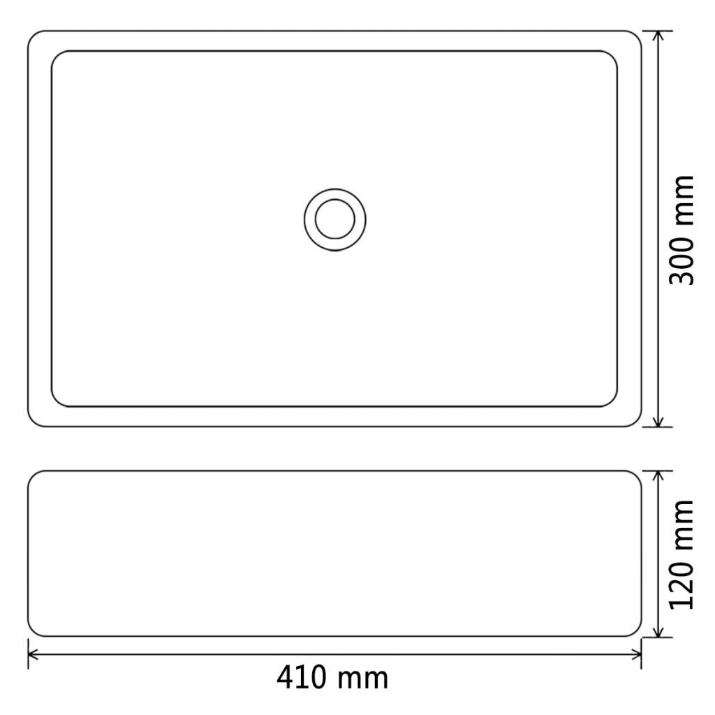 vidaXL keraamiline valamu, kandiline 41 x 30 x 12 cm must цена и информация | Kraanikausid, valamud | kaup24.ee