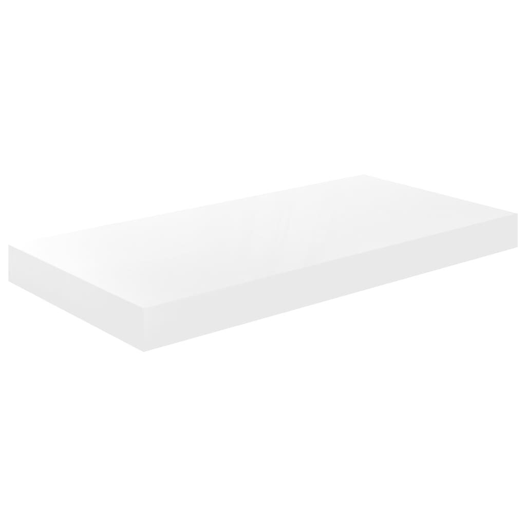 vidaXL seinariiul, kõrgläikega, valge, 50 x 23 x 3,8 cm MDF hind ja info | Riiulid | kaup24.ee