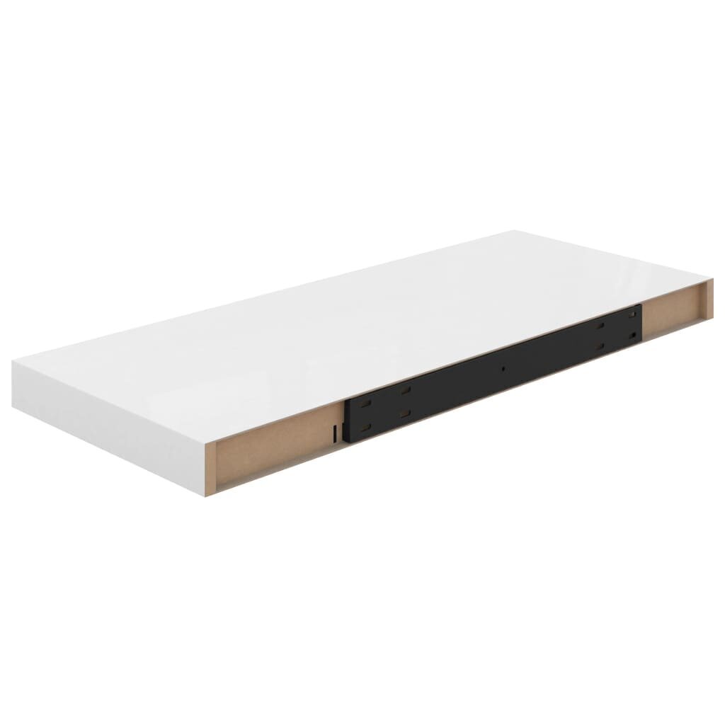 vidaXL seinariiul, kõrgläikega valge, 60 x 23,5 x 3,8 cm MDF цена и информация | Riiulid | kaup24.ee