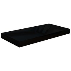 vidaXL seinariiul, kõrgläikega, must, 50 x 23 x 3,8 cm MDF hind ja info | Riiulid | kaup24.ee