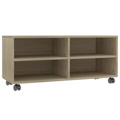 vidaXL ratastel telerialus, Sonoma tamm 90 x 35 x 35 cm puitlaastplaat цена и информация | Тумбы под телевизор | kaup24.ee