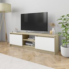 vidaXL telerialus, valge ja Sonoma tamm, 120x30x35,5 cm puitlaastplaat hind ja info | TV alused | kaup24.ee