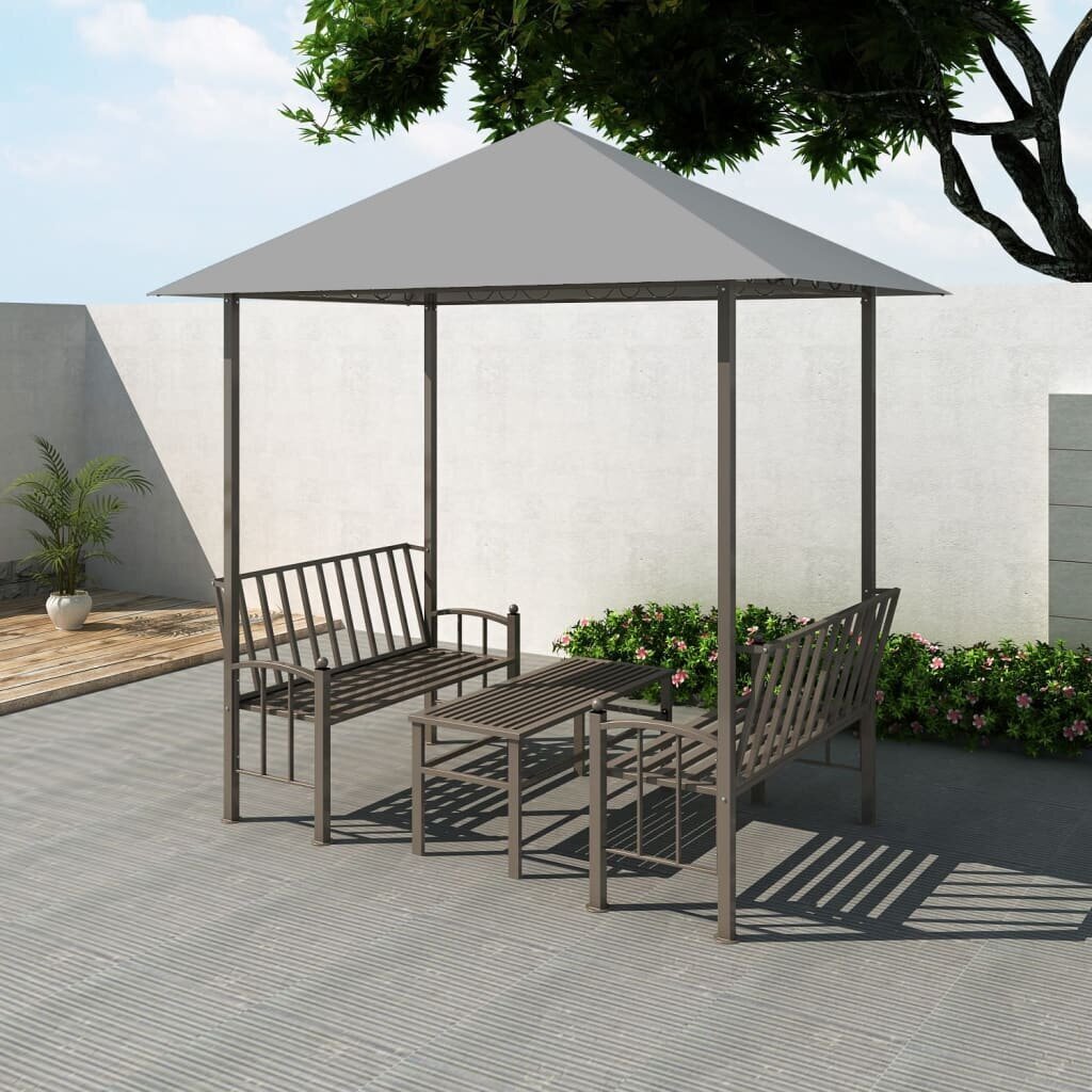 vidaXL aiapaviljon laua ja pinkidega 2,5 x 1,5 x 2,4 m antratsiit hind ja info | Varikatused ja aiapaviljonid | kaup24.ee