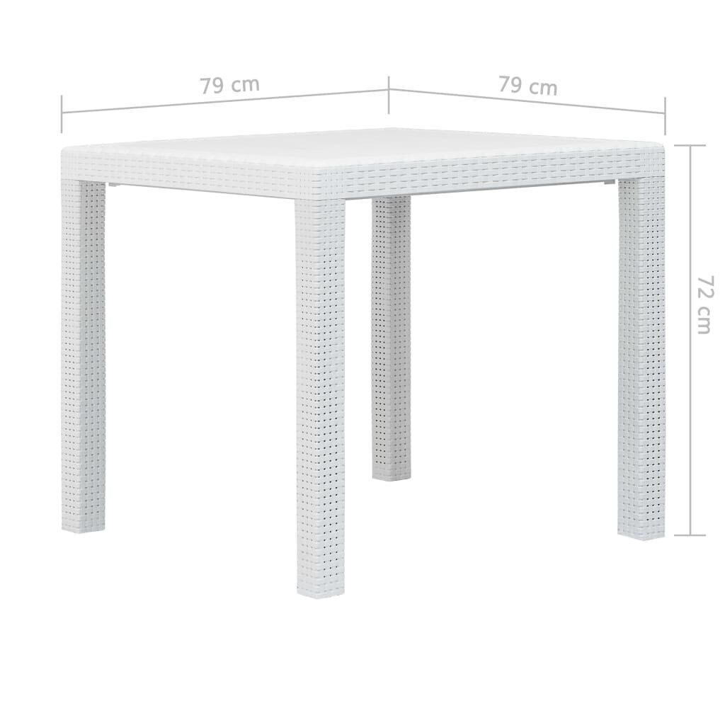 vidaXL aialaud 79 x 79 x 72 cm rotangi välimusega plast, valge hind ja info | Aialauad | kaup24.ee