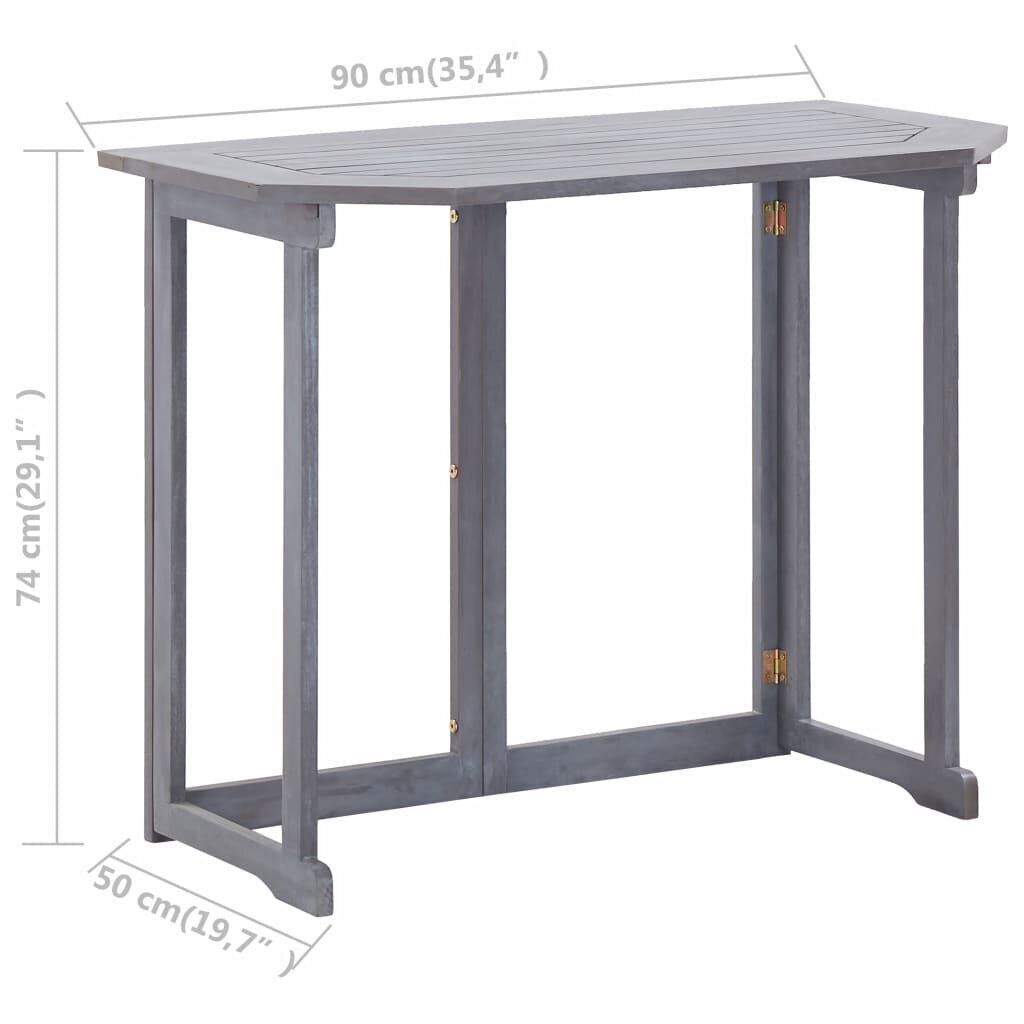 vidaXL kokkupandav rõdulaud, 90x50x74 cm, akaatsiapuit цена и информация | Aialauad | kaup24.ee