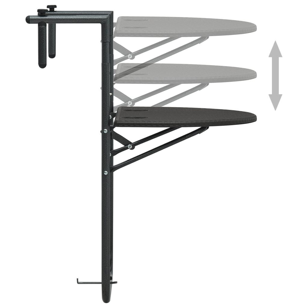 vidaXL rippuv rõdulaud, pruun, 60x64x83,5 cm rotangi välimusega plast hind ja info | Aialauad | kaup24.ee