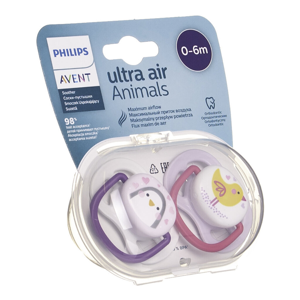 Silikoonist lutt Philips Avent Ultra Air, 0-6 kuud., SCF080/06, 2 tk. цена и информация | Lutid | kaup24.ee