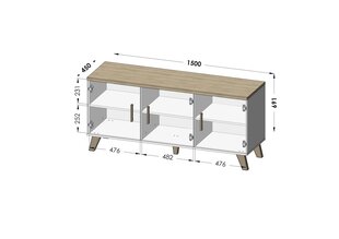 Kummut Cama Meble Lotta 150 3D, valge/tamm hind ja info | Kummutid | kaup24.ee