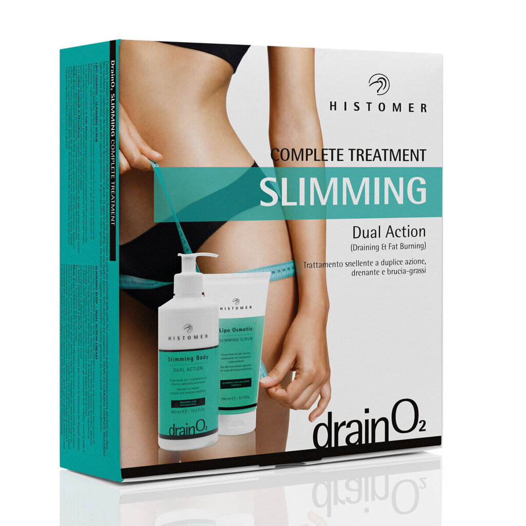 Salendav komplekt Histomer Drain O2 Slimming Dual Action: Topelttoimega salendav kreem 400 ml + salendav kehakoorija 200 ml hind ja info | Tselluliidivastane hooldus | kaup24.ee