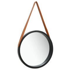 vidaXL seinapeegel rihmaga 40 cm, must цена и информация | Подвесные зеркала | kaup24.ee