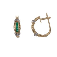 DIA teemantide ja smaragtidega kuldkõrvarõngad цена и информация | Серьги | kaup24.ee