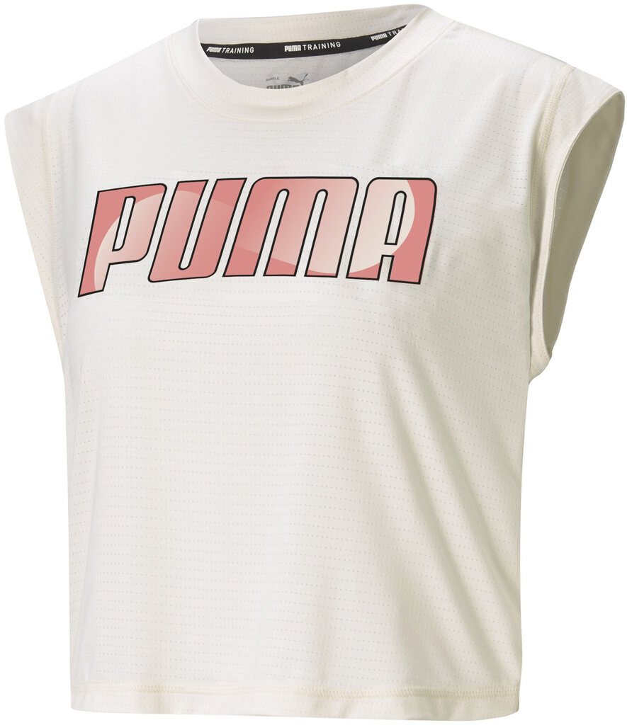 Pluus Puma Train Logo Cap Sleeve Tee White hind ja info | Naiste spordiriided | kaup24.ee