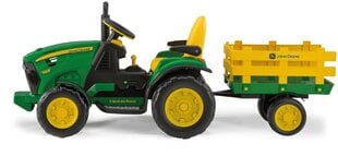 Одноместный детский электрический трактор  Peg Perego John Deere Ground Force with trailer 12V, зеленый цена и информация | Электромобили для детей | kaup24.ee