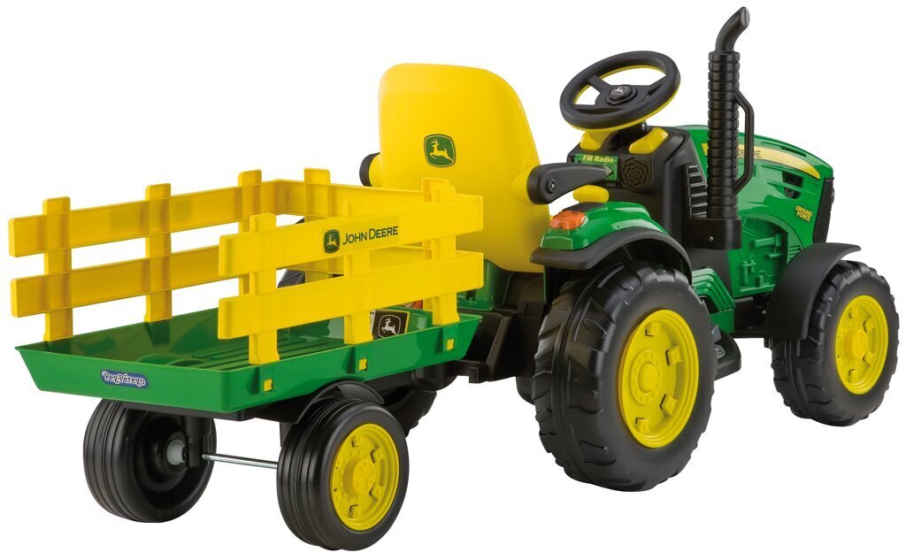 Laste elektriline ekskavaator/traktor Peg Perego John Deere Ground Force with trailer 12V, roheline hind ja info | Laste elektriautod | kaup24.ee