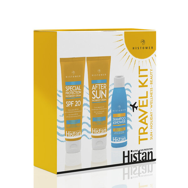 Päikesekaitse reisikomplekt HISTOMER Histan Travel Kit: Päikesekaitsekreem  SPF20, 90 ml + Päevitusjärgne kreem 90 ml + Päevitusjärgne dušigeel/šampoon  90 ml hind | kaup24.ee
