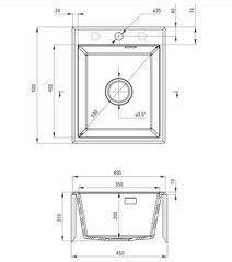 Deante granitinė virtuvinė plautuvė Deante Eridan ZQE G104, Metallic graphite цена и информация | Раковины на кухню | kaup24.ee