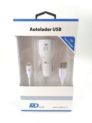 Автомобильное зарядное устройство с двумя USB-портами MD BLUE 3.1A 12V + 1 м кабель USB - Lightning цена и информация | Зарядные устройства для телефонов | kaup24.ee