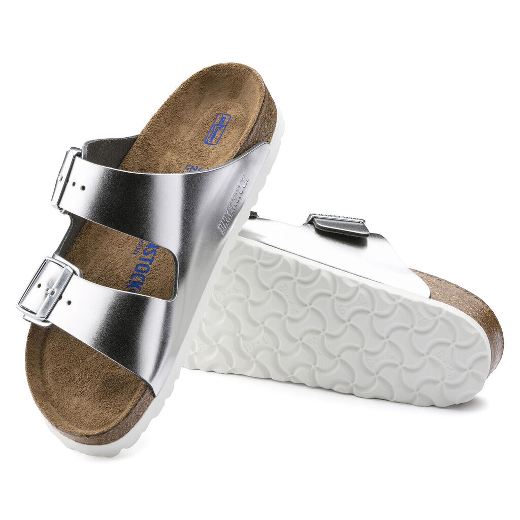 Plätud Birkenstock Arizona NL SFB Metallic Silver цена и информация | Naiste plätud ja sussid | kaup24.ee