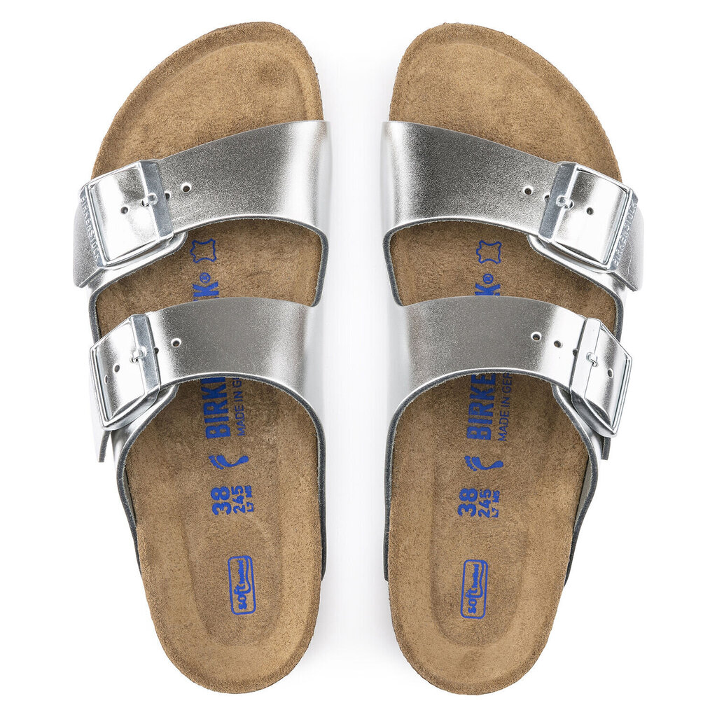 Plätud Birkenstock Arizona NL SFB Metallic Silver hind ja info | Naiste plätud ja sussid | kaup24.ee