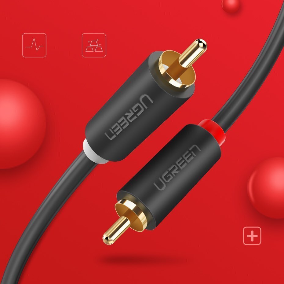 Kaabel Ugreen stereo 2RCA, Cinch 5m, hall (10520) цена и информация | Kaablid ja juhtmed | kaup24.ee