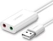 Adapter USB Ugreen 2.0 - 3,5 mm mini jack (US205 30143), valge цена и информация | USB jagajad, adapterid | kaup24.ee